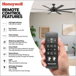 Honeywell Xerxes 70" Ceiling Fan, Contemporary Indoor Ceiling Fan With LED Light, Dual Mounting Options, Remote, & 8 Reversible Blades, Black 9 Honeywell Xerxes 70" Ceiling Fan, Contemporary Indoor Ceiling Fan With LED Light, Dual Mounting Options, Remote, & 8 Reversible Blades, Black -Lasko Sale Store GUEST 0056469f d1b3 43d1 a158 af5c8f207495