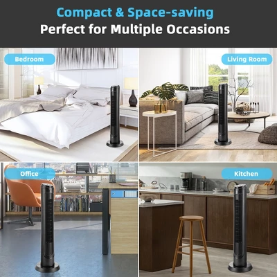 Tangkula 40" 75° Oscillating Quiet Cooling Tower Fan With 3 Wind Modes, 4 Speeds & 15H Timer, Remote Control, Black 8 Tangkula 40" 75° Oscillating Quiet Cooling Tower Fan With 3 Wind Modes, 4 Speeds & 15H Timer, Remote Control, Black - Image 8