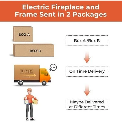 R.W.FLAME 27" Electric Fireplace Mantel Wood Surround Firebox Freestanding Infrared Quartz Heater Adjustable Led Flame, Remote Control 3 R.W.FLAME 27" Electric Fireplace Mantel Wood Surround Firebox Freestanding Infrared Quartz Heater Adjustable Led Flame, Remote Control - Image 3