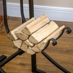 Outsunny 2-Tier Firewood Rack, Indoor Outdoor Wood Holder With Tools For Fireplace Or Fire Pit, Includes Poker, Tongs, Broom, Shovel, 33", Black -Lasko Sale Store GUEST 0202af91 3d53 4bed 80d9 7a9b7e201019