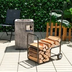 Tangkula Firewood Log Cart Carrier, Wood Hauler With 2 Rubber Wheels & Ergonomic Handle Heavy-Duty Steel Frame Indoor Outdoor Fireplace Tools -Lasko Sale Store GUEST 04b61c7d bd31 4cd1 a1b7 d7cfe214d89e