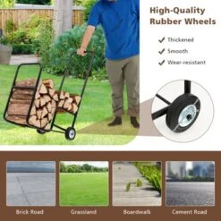 Tangkula Firewood Log Cart Carrier, Wood Hauler With 2 Rubber Wheels & Ergonomic Handle Heavy-Duty Steel Frame Indoor Outdoor Fireplace Tools -Lasko Sale Store GUEST 04cb03e2 b5fa 4b91 af87 a0d69c8e9319