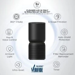 TCL Breeva A5 Air Purifier With 5-Stage Clean, True HEPA (H13), Removes 99.97% Of Dust/Bacteria/Odors & More, App & Voice Control, Black (A515B)