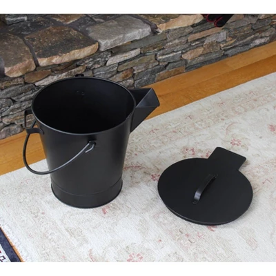 ACHLA Designs 13" Versatile Round Steel Ash Bucket & Cover Black 3 ACHLA Designs 13" Versatile Round Steel Ash Bucket & Cover Black - Image 3