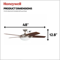 Honeywell Ceiling Fans Carmel Modern 48 Inch Ceiling Fan With LED Light And Remote Control, Indoor Fan, 5 Contemporary Blades, Brushed Nickel -Lasko Sale Store GUEST 11b6fab1 64af 4e14 ab57 32f092670d7b