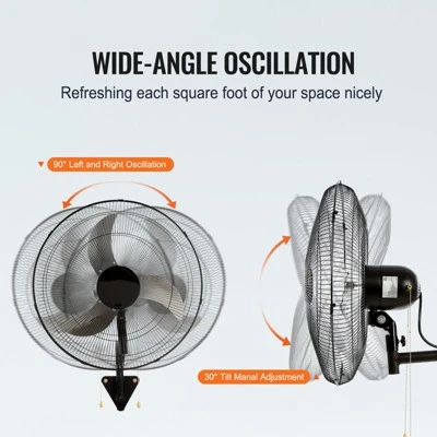 VEVOR Wall Mount Fan, 2 PCS 18 Inch Oscillating, 3-speed High Velocity Max. 4000 CFM Industrial Wall Fan For Indoor, Commercial, Residential 4 VEVOR Wall Mount Fan, 2 PCS 18 Inch Oscillating, 3-speed High Velocity Max. 4000 CFM Industrial Wall Fan For Indoor, Commercial, Residential - Image 4