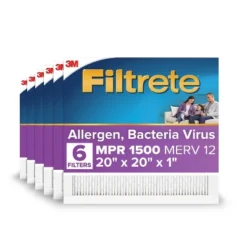 Filtrete 6pk 20''x20''x1'' MPR 1500 Merv 12 Allergen Bacteria Virus Ultra Reduction Air Filter