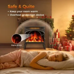 Kismile Electric Fireplace, Realistic Flame Effects Fireplace Heater Stove, Adjustable Brightness And Heating Mode, Overheating Safe Design (Black) -Lasko Sale Store GUEST 1a2298f3 fd83 4c74 b367 f0e8020f0af0