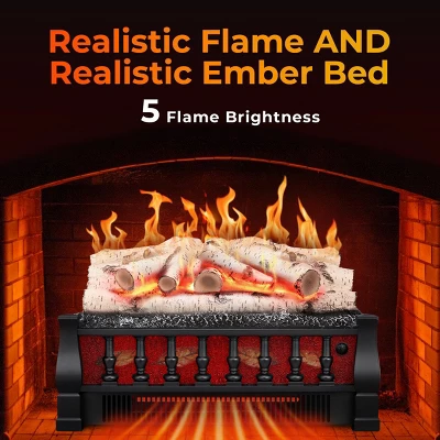 Kismile 21" Electric Fireplace Logs Set Heater,Realistic Flames, Overheated Protection, Realistic Ember Bed For Home And Office, 750W/1500W 5 Kismile 21" Electric Fireplace Logs Set Heater,Realistic Flames, Overheated Protection, Realistic Ember Bed For Home And Office, 750W/1500W - Image 5