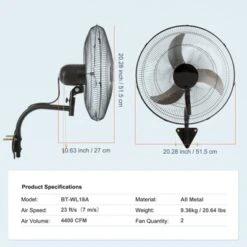 VEVOR Wall Mount Fan, 2 PCS 18 Inch Oscillating, 3-speed High Velocity Max. 4000 CFM Industrial Wall Fan For Indoor, Commercial, Residential 13 VEVOR Wall Mount Fan, 2 PCS 18 Inch Oscillating, 3-speed High Velocity Max. 4000 CFM Industrial Wall Fan For Indoor, Commercial, Residential -Lasko Sale Store GUEST 1a82b709 c228 40cc b1fa f4acb44dd5b6