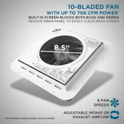 Hike Crew 11” RV Roof Vent Fan, 6-Speed RV Fan With LED Light, Rain Sensor And More - Smoked Lid -Lasko Sale Store GUEST 1a96b9f6 c839 4409 ae0d 39b406707e93