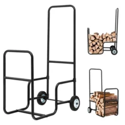 Tangkula Firewood Log Cart Carrier, Wood Hauler With 2 Rubber Wheels & Ergonomic Handle Heavy-Duty Steel Frame Indoor Outdoor Fireplace Tools -Lasko Sale Store GUEST 255eb6c8 ba7e 49bc aa98 3fa5cfe3449c