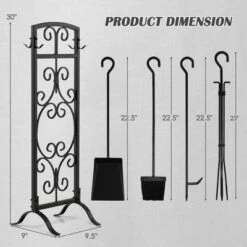 Tangkula 5 Piece Fireplace Tools Wrought Iron Firewood Toolset With Decoration Holder Black -Lasko Sale Store GUEST 2864b1b3 c029 4a7d 8ac0 0754f0330975