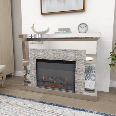 Glam Wood Electric Fireplace Clear - Olivia & May: Luxury Indoor Heater, No Assembly Required 19 Glam Wood Electric Fireplace Clear - Olivia & May: Luxury Indoor Heater, No Assembly Required - Image 19