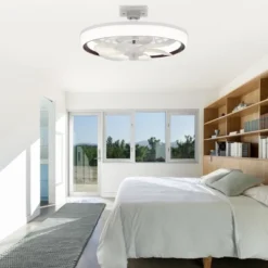 Airsurfer 13'' Bladeless Caged Ceiling Fan With LED Lights And Remote Control