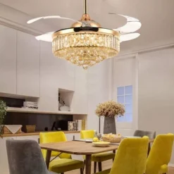 Ludomide Modern Crystal Ceiling Fan Light, Dimmable Gold Retractable Fandelier For Bedroom Living Room 36" -Lasko Sale Store GUEST 2bf8ba83 1c30 44ff a44b 8b326f8fcac3