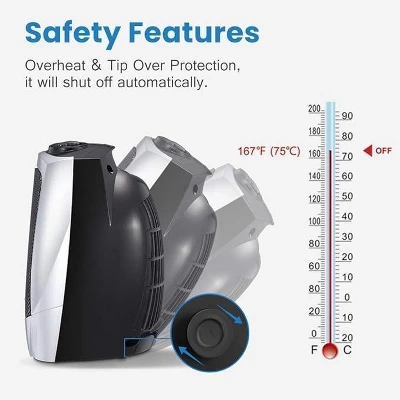 R.W.FLAME Portable Electric Tabletop Space Heater Space Heater, Quiet, Overheat Protection For Home/Office, SILVER 3 R.W.FLAME Portable Electric Tabletop Space Heater Space Heater, Quiet, Overheat Protection For Home/Office, SILVER - Image 3