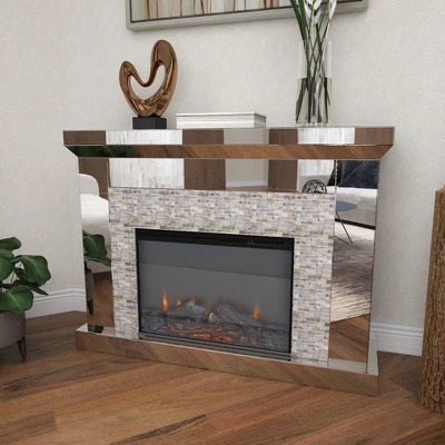 Glam Wood Electric Fireplace Clear - Olivia & May: Luxury Indoor Heater, No Assembly Required 17 Glam Wood Electric Fireplace Clear - Olivia & May: Luxury Indoor Heater, No Assembly Required - Image 17