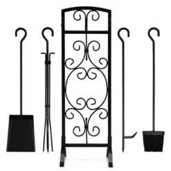Tangkula 5 Piece Fireplace Tools Wrought Iron Firewood Toolset With Decoration Holder Black -Lasko Sale Store GUEST 3154394c 2d33 4678 86a5 58caa5d50cf2