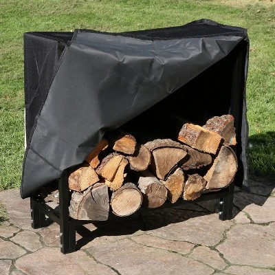 Sunnydaze Decor Sunnydaze Outdoor Steel Firewood Log Rack Holder With Weather-Resistant Heavy-Duty Polyester Log Rack Cover - 30" - Black 3 Sunnydaze Decor Sunnydaze Outdoor Steel Firewood Log Rack Holder With Weather-Resistant Heavy-Duty Polyester Log Rack Cover - 30" - Black - Image 3