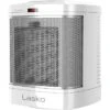 Lasko Portable Electric Ceramic Space Heater With ALCI Plug For Bathroom Use, 2 Heat Settings And Simple Heat Button, 8 Inches, White, 1500W, CD08200