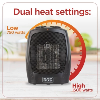 Black & Decker BLACK+DECKER Personal Ceramic Indoor Heater Black 2 Black & Decker BLACK+DECKER Personal Ceramic Indoor Heater Black - Image 2