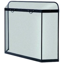 Panacea Black Matte Steel Fireplace Screen Spark Guard