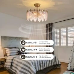 Ludomide 20" Mid Century Gold Crystal Chandelier Ceiling Fan With Light And Remote Control, Caged Chandelier Fandelier For Bedroom -Lasko Sale Store GUEST 3e5d8ec8 b549 494e 9e98 392dd73bda31