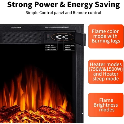 R.W.FLAME Electric 22'' Fireplace Wooden Surround Firebox Free Standing, Adjustable Led Flame, Remote Control 750-1500W 4 R.W.FLAME Electric 22'' Fireplace Wooden Surround Firebox Free Standing, Adjustable Led Flame, Remote Control 750-1500W - Image 4