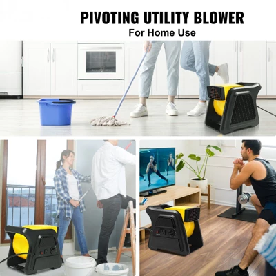 VEVOR Pivoting Utility Fan, 600 CFM High Velocity Floor Blower For Drying, Cooling, Ventilating, Exhausting, 300° Blowing Angle Air Mover 2 VEVOR Pivoting Utility Fan, 600 CFM High Velocity Floor Blower For Drying, Cooling, Ventilating, Exhausting, 300° Blowing Angle Air Mover - Image 2