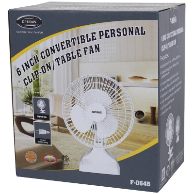 Optimus F-0645A 6-Inch 2-Speed Convertible Personal Clip-On/Table Fan, White 2 Optimus F-0645A 6-Inch 2-Speed Convertible Personal Clip-On/Table Fan, White - Image 2