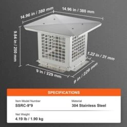 VEVOR Chimney Cap, 9 X 9 Inch, 304 Stainless Steel Fireplace Chimney Cover, Not Easily Toppled & Practical Accessories & Easy Installation, Silver 13 VEVOR Chimney Cap, 9 X 9 Inch, 304 Stainless Steel Fireplace Chimney Cover, Not Easily Toppled & Practical Accessories & Easy Installation, Silver -Lasko Sale Store GUEST 4463a86a f6ca 4d95 bf3d c1ee795ab24a