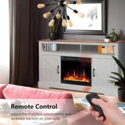 Kismile 60" Electric Fireplace TV Stand With Storage Cabinets, Electric Fireplace With Mantel With Remote Control Feature 750w/1500w Settings -Lasko Sale Store GUEST 456b66a4 29fa 4da4 957e ac24cf6805de