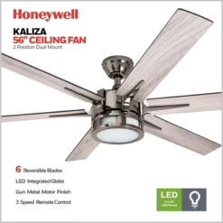 Honeywell Ceiling Fans Kaliza Modern 56 Inch Ceiling Fan With LED Light And Remote Control, Indoor Fan, 6 Contemporary Blades, Matte Nickel -Lasko Sale Store GUEST 4688812d 795b 43e7 a63f 1a74a1127a3a