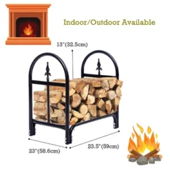 Tangkula 2 Feet Heavy Duty Steel Firewood Log Rack Outdoor Wood Storage Holder Black -Lasko Sale Store GUEST 47e1b54a ca76 4889 8699 1b65e42b638e