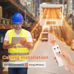 Simzlife 7500 Watt Heater, Hard Wired Electric Garage Heater, Ceiling Heater With Remote Control