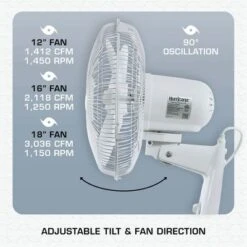 Hurricane Supreme 18 Inch 90 Degree Oscillating Indoor Wall Mounted 3 Speed Fan With Adjustable Tilt And Pull Chain Control, White (2 Pack) -Lasko Sale Store GUEST 4e68d786 dd8e 4611 9196 478c95d63b7e