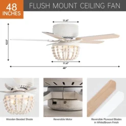 Parrot Uncle 48" Farmhouse White Wood Bread Flush Mount Ceiling Fan With Light And Remote -Lasko Sale Store GUEST 4f16604f 8c44 4c16 b06d 4e9822c312dd