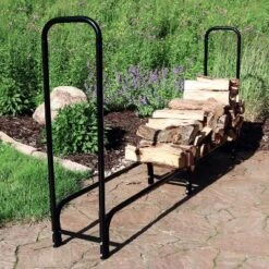 Sunnydaze Decor Sunnydaze Indoor/Outdoor Powder-Coated Steel Fire Pit Or Fireplace Firewood Log Rack Holder - 8' - Black -Lasko Sale Store GUEST 536517fa c6d9 4955 b7a1 e5103a00596d
