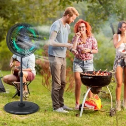 Costway 16" Oscillating Fan Misting Pedestal Fan With Hose Connector 3 Micro-Mist Levels Black