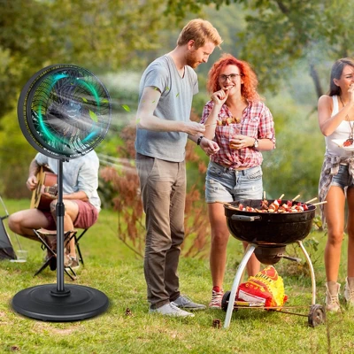 Costway 16" Oscillating Fan Misting Pedestal Fan With Hose Connector 3 Micro-Mist Levels Black 1 Costway 16" Oscillating Fan Misting Pedestal Fan With Hose Connector 3 Micro-Mist Levels Black