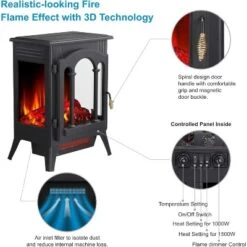 R.W.FLAME Electric Fireplace Stove, Freestanding Fireplace Heater With Realistic Flame, Indoor Electric Stove Heater With Overheating Safety System -Lasko Sale Store GUEST 557bf741 d6eb 4610 b7d8 d62d6168e332