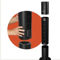 Holmes 45" Stack-N-Connect Digital Oscillating 4 Speed Tower Fan With Storage Bag Clear Read Display And Remote Control Black