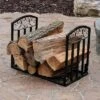 Sunnydaze Decor Sunnydaze Indoor/Outdoor Heavy-Duty Powder-Coated Steel Fire Pit Or Fireplace Firewood Log Rack Holder - 2' - Black
