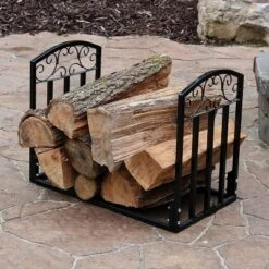 Sunnydaze Decor Sunnydaze Indoor/Outdoor Heavy-Duty Powder-Coated Steel Fire Pit Or Fireplace Firewood Log Rack Holder - 2' - Black