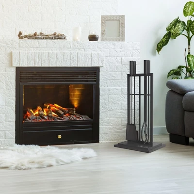 Panacea Firewood Tool Set Open Hearth Center With Fireplace Brush, Tong, Shovel, Poker, And Stand For Indoor And Outdoor Fireplaces, Black 5 Panacea Firewood Tool Set Open Hearth Center With Fireplace Brush, Tong, Shovel, Poker, And Stand For Indoor And Outdoor Fireplaces, Black - Image 5