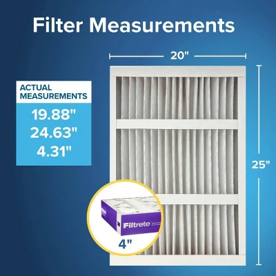 Filtrete 20" X 25" X 4" Slim Fit Allergen Bacteria And Virus Deep Pleat Air Filter 1550 MPR: MERV 12, Electrostatic, Furnace Filter 1 Filtrete 20" X 25" X 4" Slim Fit Allergen Bacteria And Virus Deep Pleat Air Filter 1550 MPR: MERV 12, Electrostatic, Furnace Filter