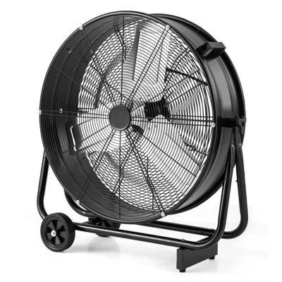 Tangkula 24 Inch Industrial Drum Fan W/ 360 Degree Adjustable Tilt & 2 Wheels For Warehouse 9 Tangkula 24 Inch Industrial Drum Fan W/ 360 Degree Adjustable Tilt & 2 Wheels For Warehouse - Image 9
