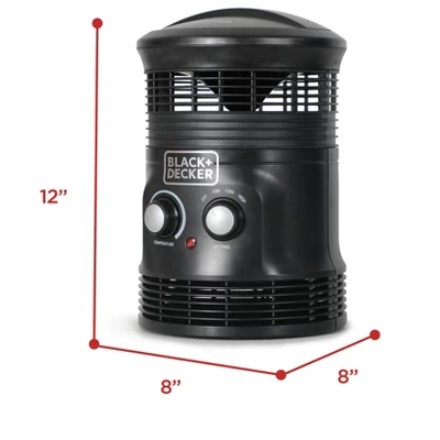 Black & Decker BLACK+DECKER Electric Heater, 360 Surround Portable Heater, Mini Heater With Fan & Adjustable Thermostat, 3 Settings & Manual Controls 6 Black & Decker BLACK+DECKER Electric Heater, 360 Surround Portable Heater, Mini Heater With Fan & Adjustable Thermostat, 3 Settings & Manual Controls - Image 6