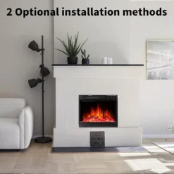 R.W.FLAME Electric Fireplace,Recessed 23'' With Infrared Quartz & Remote Control, Adjustable Led Flame Brightness & 2 Power Settings, BLACK -Lasko Sale Store GUEST 64d48496 b389 43fb 9db6 82a76860339f